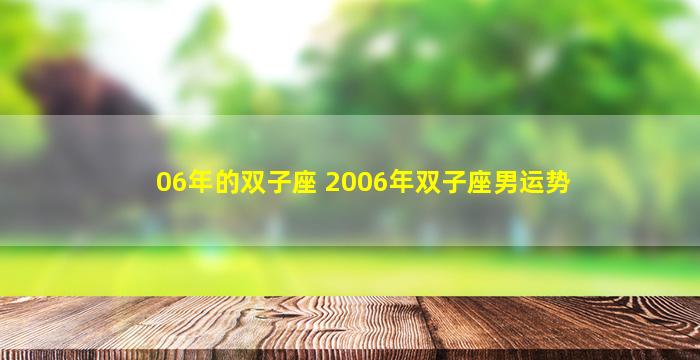 06年的双子座 2006年双子座男运势